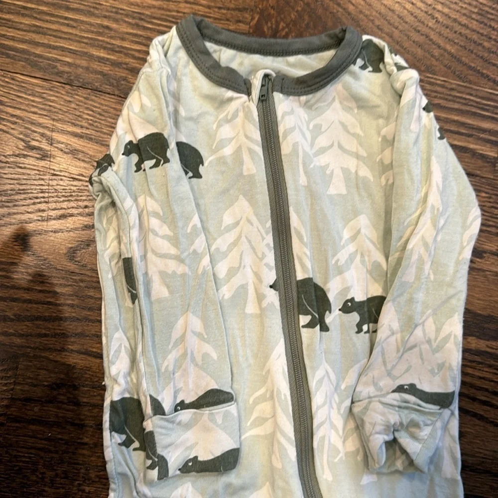 KicKee Pants Print Footie with Zipper Aloe Bears and Treeline bamboo pajamas